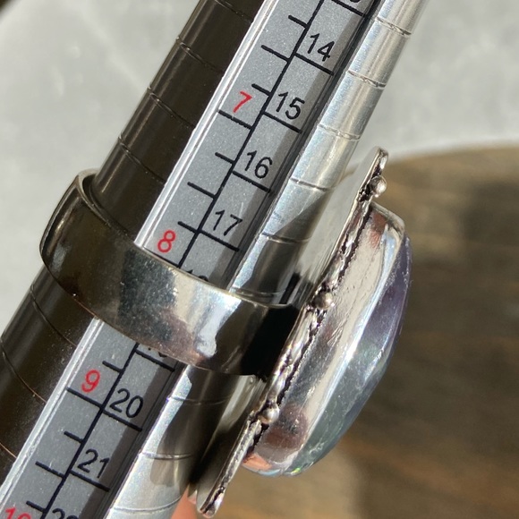 HUGE FLUORITE STERLING SILVER RING - Picture 11 of 12